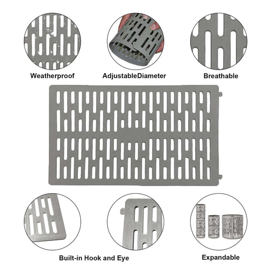 Garvee Tree Trunk Guards for Saplings and Lawns, 10-Pack Expandable Mesh Wraps, 34 × 20 cm Weatherproof Reusable Protectors, Gray