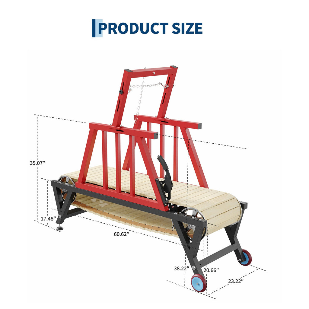 Garvee Heavy Duty Dog Treadmill for Large and Medium Breeds – Carbon Steel Slatmill, 3 Adjustable Ramps, Brake – Non-Powered Indoor & Outdoor Canine Fitness – Red