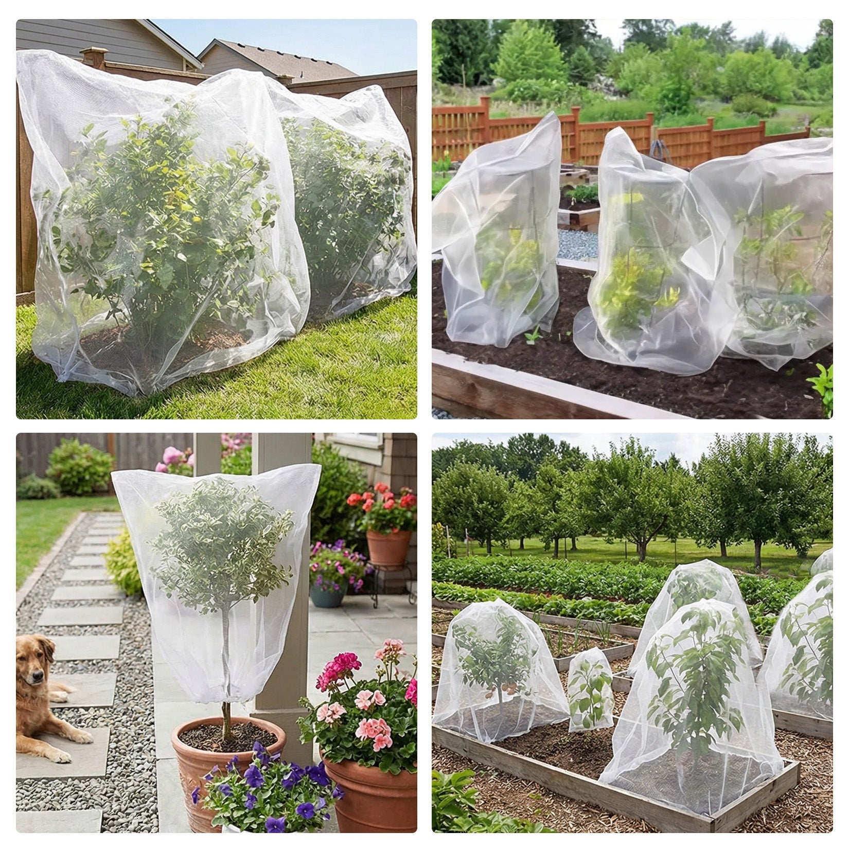 Garvee 12-Pack Plant Covers with Drawstring, 2.3' × 3.5' Breathable Garden Mesh Bags for Bird, Insect & Light Frost Protection, Reusable Netting for Vegetables, Flowers and Shrubs