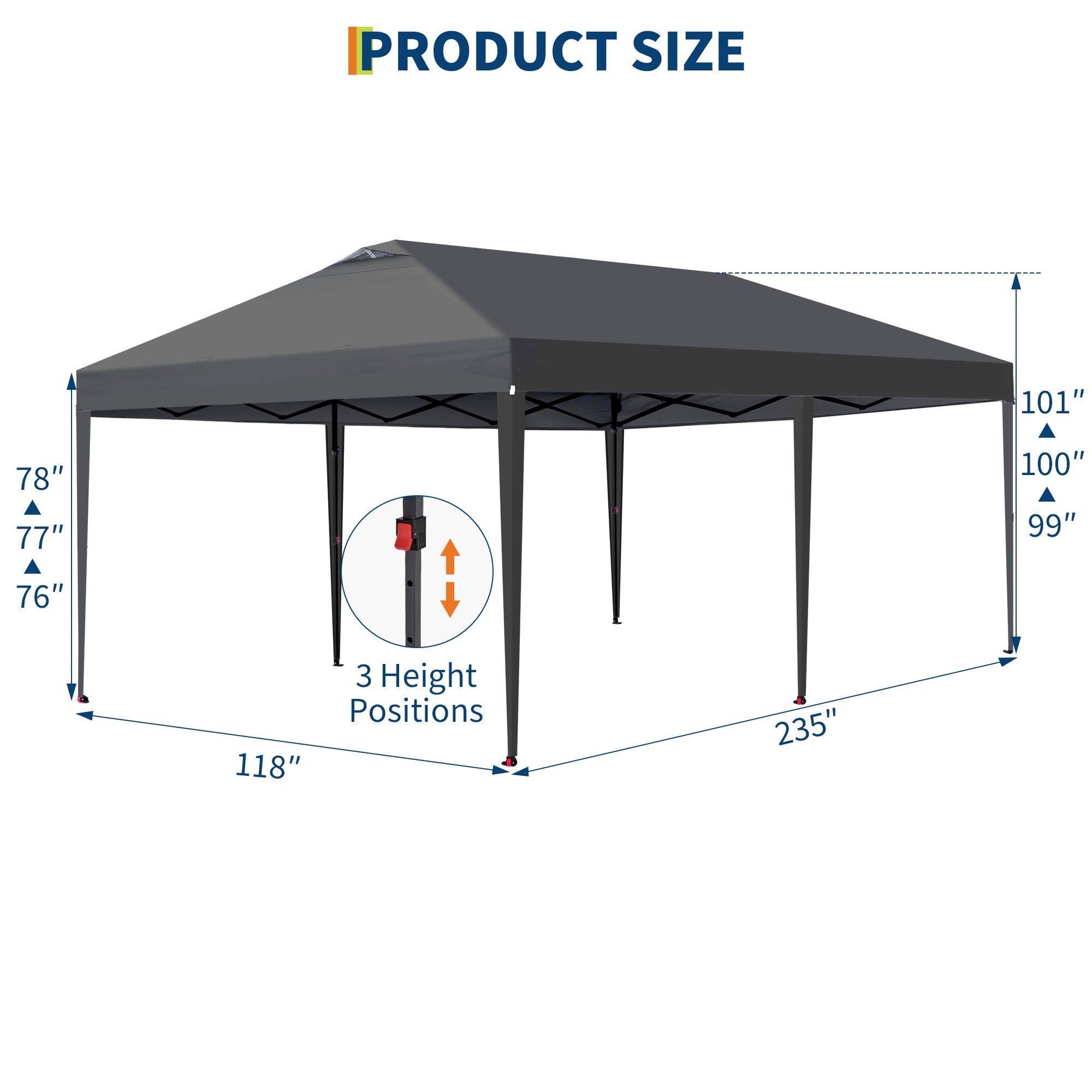 Garvee Pop Up Canopy Tent, 10 x 10 FT Gray One-Push Sun Shelter with Roof Vent, 4 Sandbags, 8 Stakes, 4 Ropes and Wheeled Bag for Parties and Events