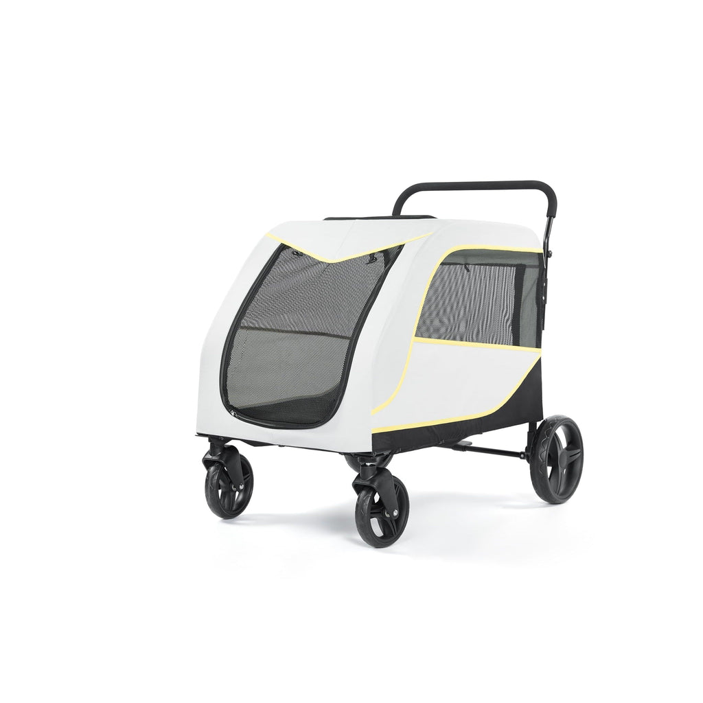 Garvee Large Dog Stroller for Large Dogs, 176 Lbs Capacity Pet Stroller with All-Terrain Wheels, Foldable Dual Entry Pet Wagon, Breathable Mesh, Full Canopy, Easy-Fold, Storage Basket, Weather Cover