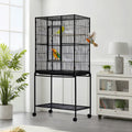 Garvee 62.6" Large Bird Cage, Parrot Bird Cage with Rolling Stand & Storage Shelf, Heavy Duty Wrought Iron Flight Cage, Secure Lock, Ideal for Parakeets, Parrots, Cockatiels, Conures, Lovebirds