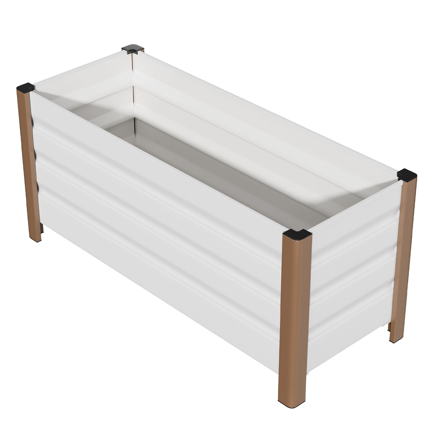 Garvee 39" Aluminum Raised Garden Bed, 18" Deep Rustproof Planter Box with Drainage Holes & Rounded Edges for Patio, Balcony & Garden, Beige
