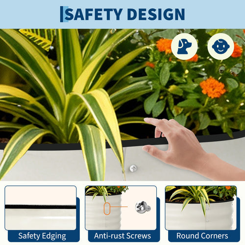 Garvee  8' X 4' X 1.5' Galvanized Metal Raised Garden Bed – Outdoor Planter Box for Vegetables, Flowers & Herbs – Rust-Resistant, Easy Assembly, Anti-Cut Design,Beige