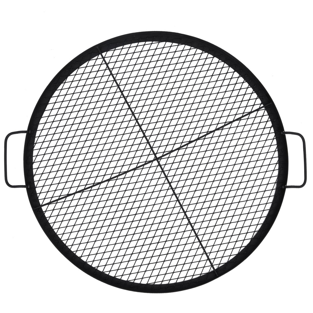 Garvee 30.5-inch Round Fire Pit Grate, 44lbs Load Capacity Heavy Duty Carbon Steel Grill Grate with Handles, 1112°F Heat Resistant Cooking Mesh for Outdoor Camping, Black