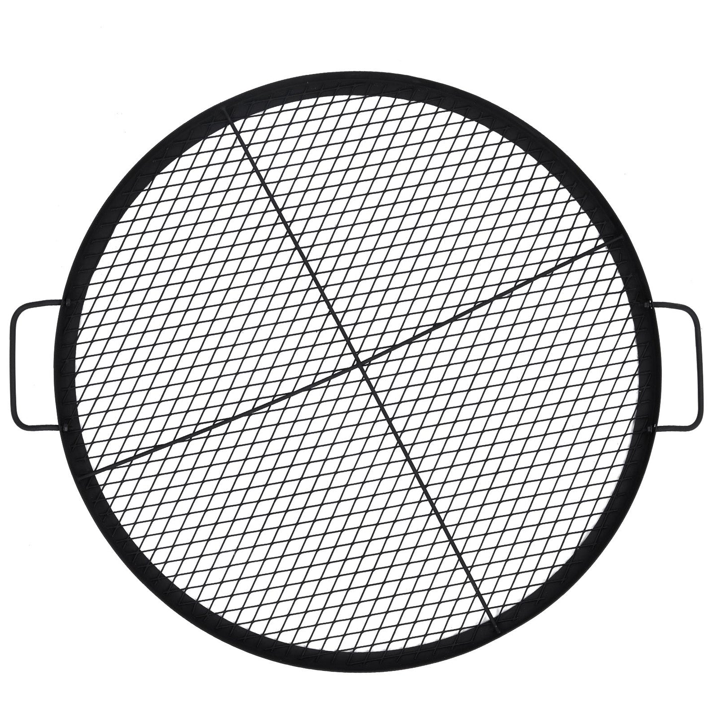 Garvee 30.5-inch Round Fire Pit Grate, 44lbs Load Capacity Heavy Duty Carbon Steel Grill Grate with Handles, 1112°F Heat Resistant Cooking Mesh for Outdoor Camping, Black