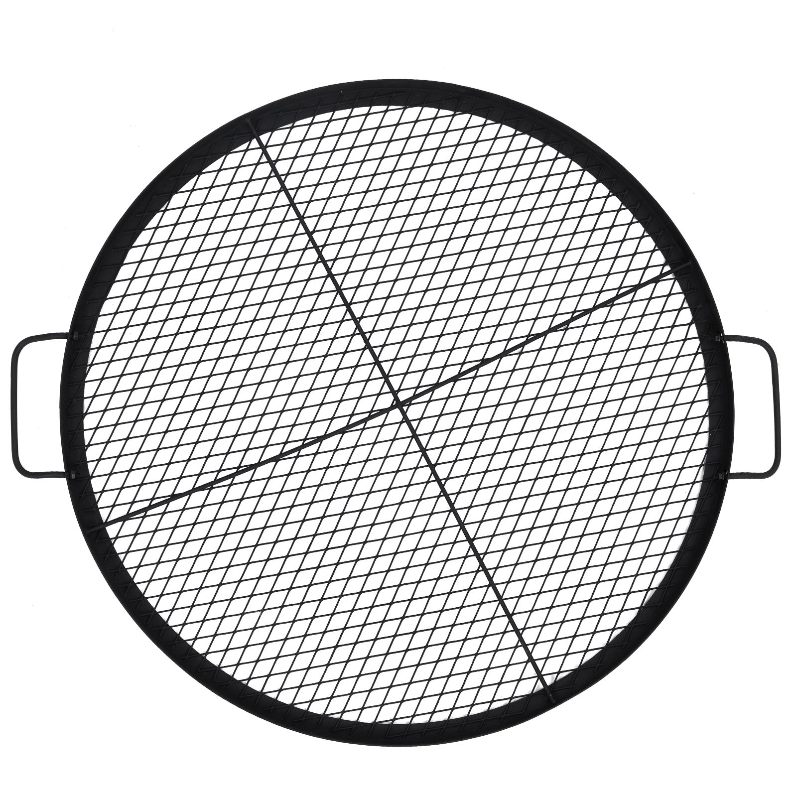Garvee 30.5-inch Round Fire Pit Grate, 44lbs Load Capacity Heavy Duty Carbon Steel Grill Grate with Handles, 1112°F Heat Resistant Cooking Mesh for Outdoor Camping, Black