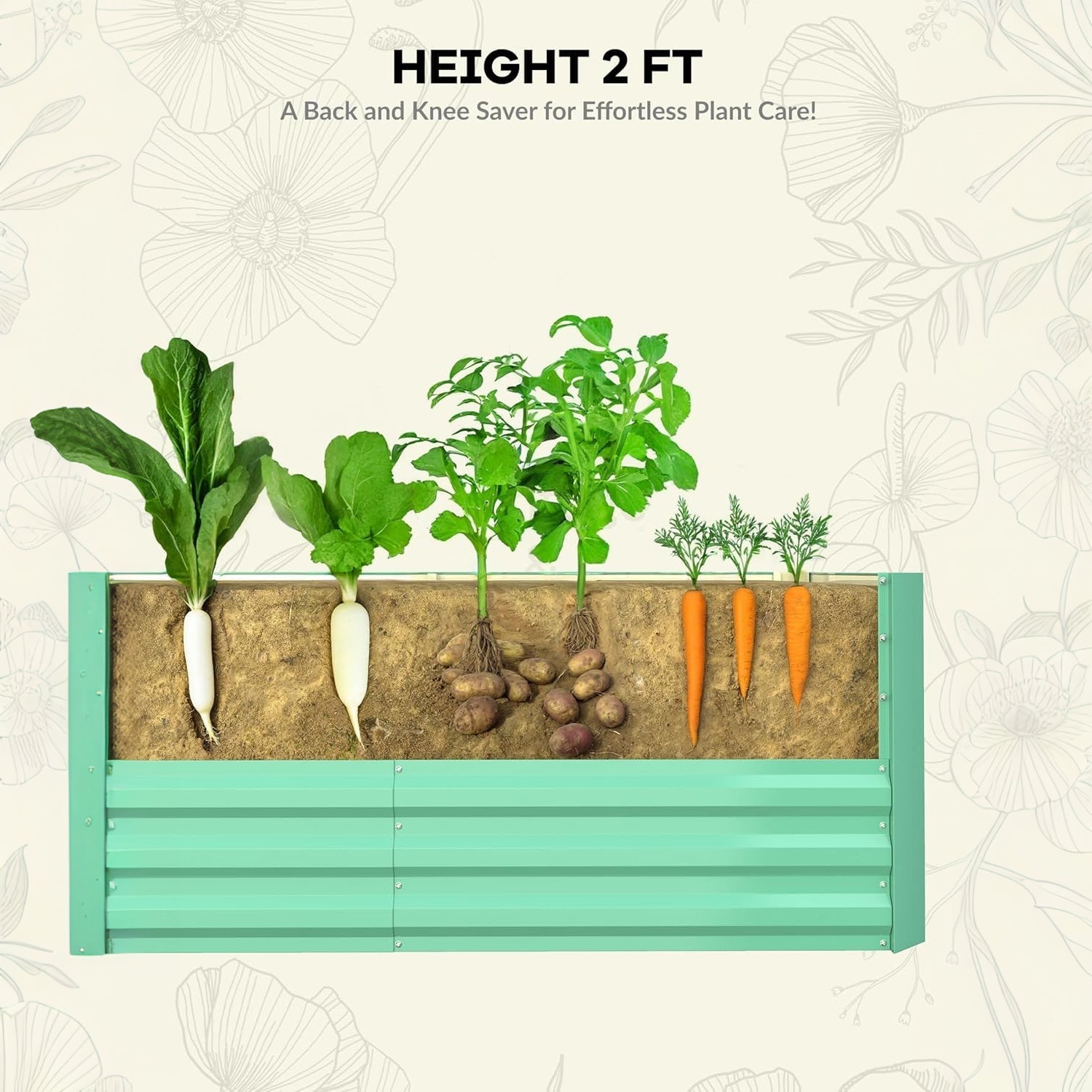 Garvee 2 Pack Galvanized Metal Raised Garden Beds - 8x4x2 Ft, 24" Tall Large Planter Boxes for Vegetables, Flowers, Herbs & Succulents - Rust-Resistant, Easy Assembly, Outdoor Use