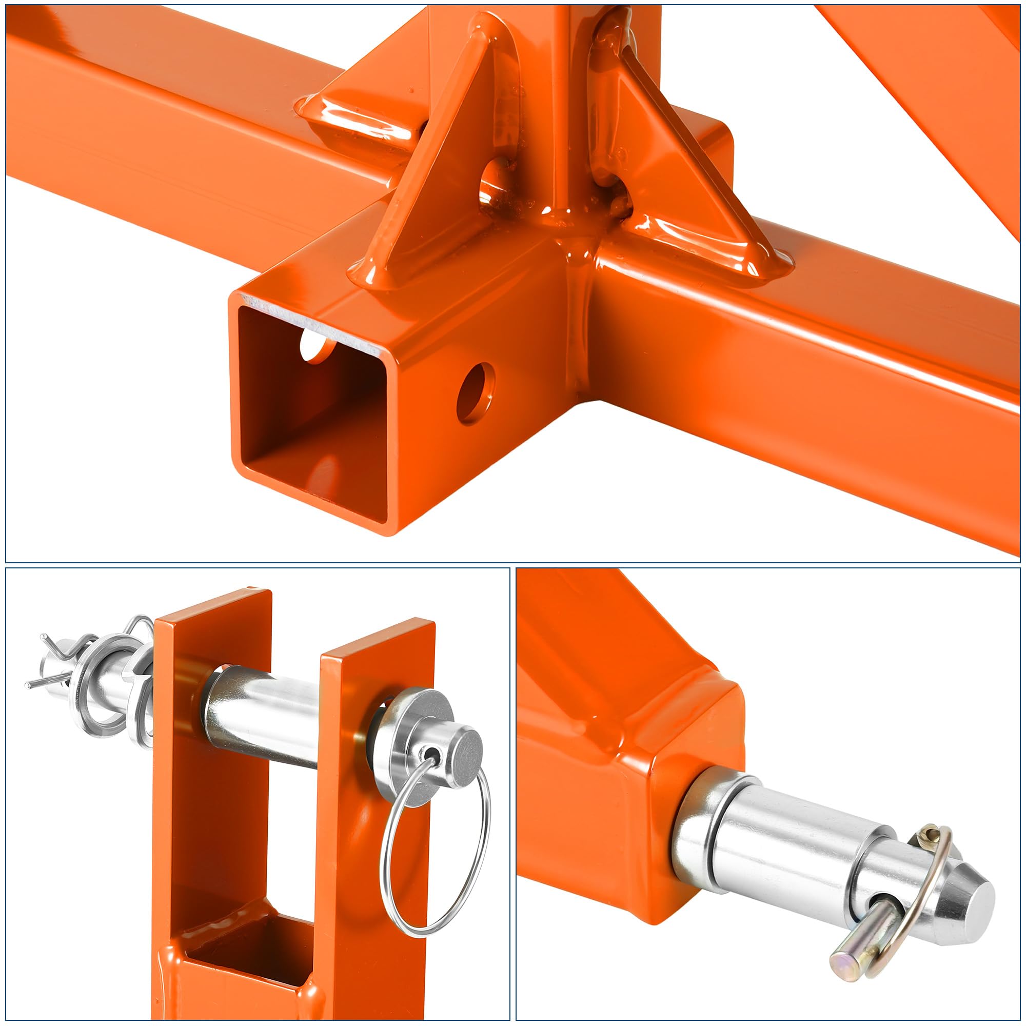 Garvee 3 Point Hitch Receiver 2" with Towing Hook, 3000 lbs Capacity, Q235 Steel, Corrosion-Resistant Powder Coat, Dual-Pin Design, Category 1 Tractors, Subcompact Tractor Use