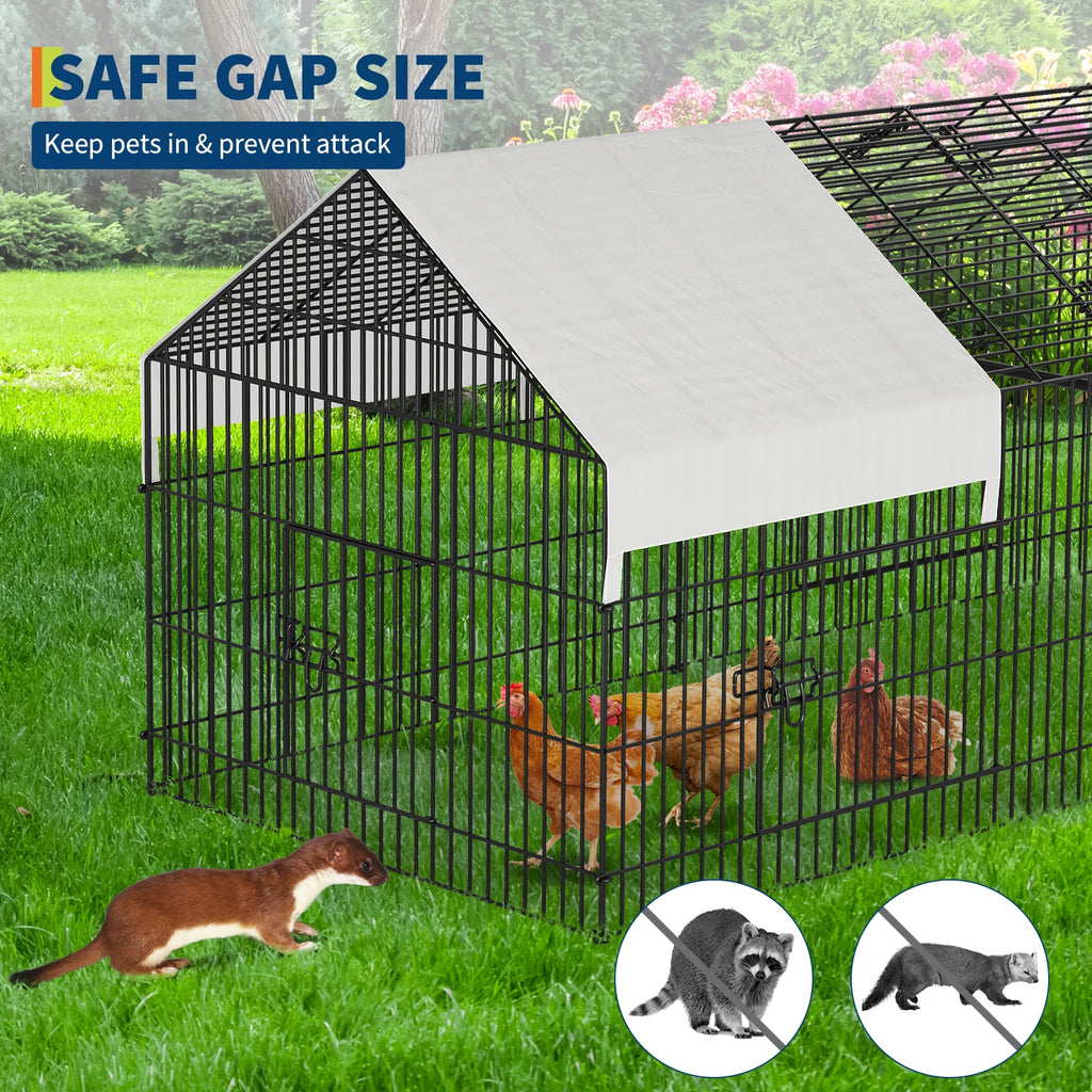 Garvee 130" Large Metal Chicken Coop and Rabbit Hutch – Portable Corrosion-Resistant Poultry Run Cage with Weatherproof 600D Oxford Cover and Secure Latches for 8-15 Hens, Ducks, or Small Animals (Black)