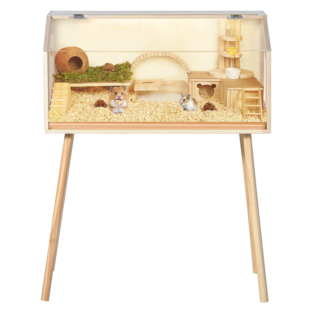 Garvee Hamster Cage with Legs, Large Syrian Hamster Habitats Enclosure with Chew Proof, Acrylic Window & Openable Top, Small Animal Cage for Guinea Pig, Chinchilla, Gerbil