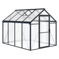 Garvee  6x8 FT Polycarbonate Greenhouse Gazebo – Walk-In Outdoor Garden Structure – Robust Aluminum Frame – Upgraded Sliding Door, Adjustable Roof Vent, Lockable Handle – For Patio, Backyard, Lawn – 6x8 Sliding Door, Dark Gray (Upgraded Handle
