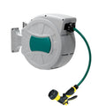 Garvee 50 FT Retractable Garden Hose Reel, 1/2 in PVC Hose with Auto Rewind, 180° Swivel Wall Mount & 8-Pattern Nozzle for Garden and Car Washing
