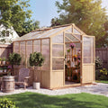 Garvee 6' x 10' Wooden Walk-In Greenhouse Kit, Outdoor Green House with Natural Spruce Wood Frame, Polycarbonate Panels, Ventilated Windows & Lockable Door for Garden, Backyard, Patio & Lawn