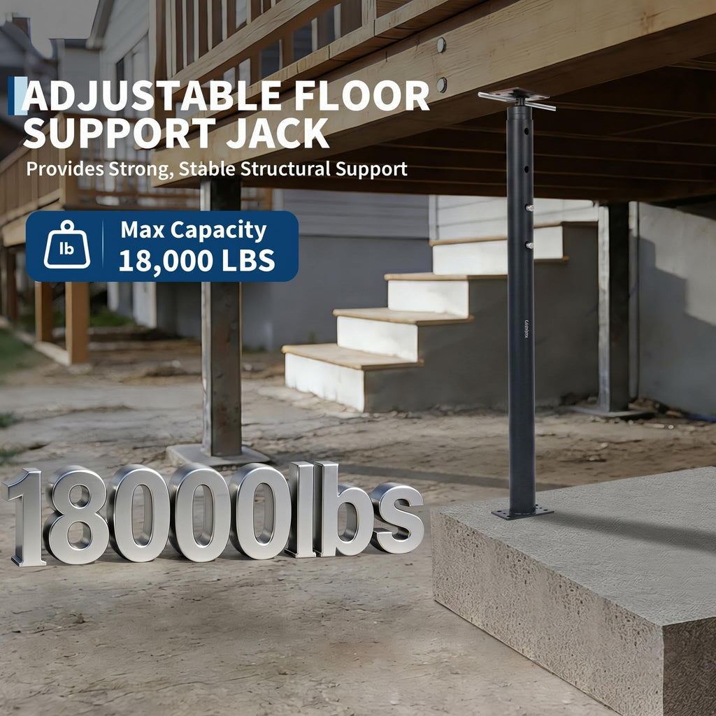 Garvee Heavy Duty Adjustable House Floor Jack Posts, 2 Pack - 53-93in Height, 18,000 lbs Capacity - Steel Support Jacks for Joist Beam Lifting in Basement Construction - Deep Black, 53-93in