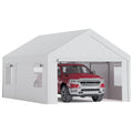 Garvee Portable Carport, 12 x 20 FT Gray Vehicle Shelter with Galvanized Steel Frame, 4 Roll-Up Doors and 4 Vent Windows for Cars, Trucks and Boats