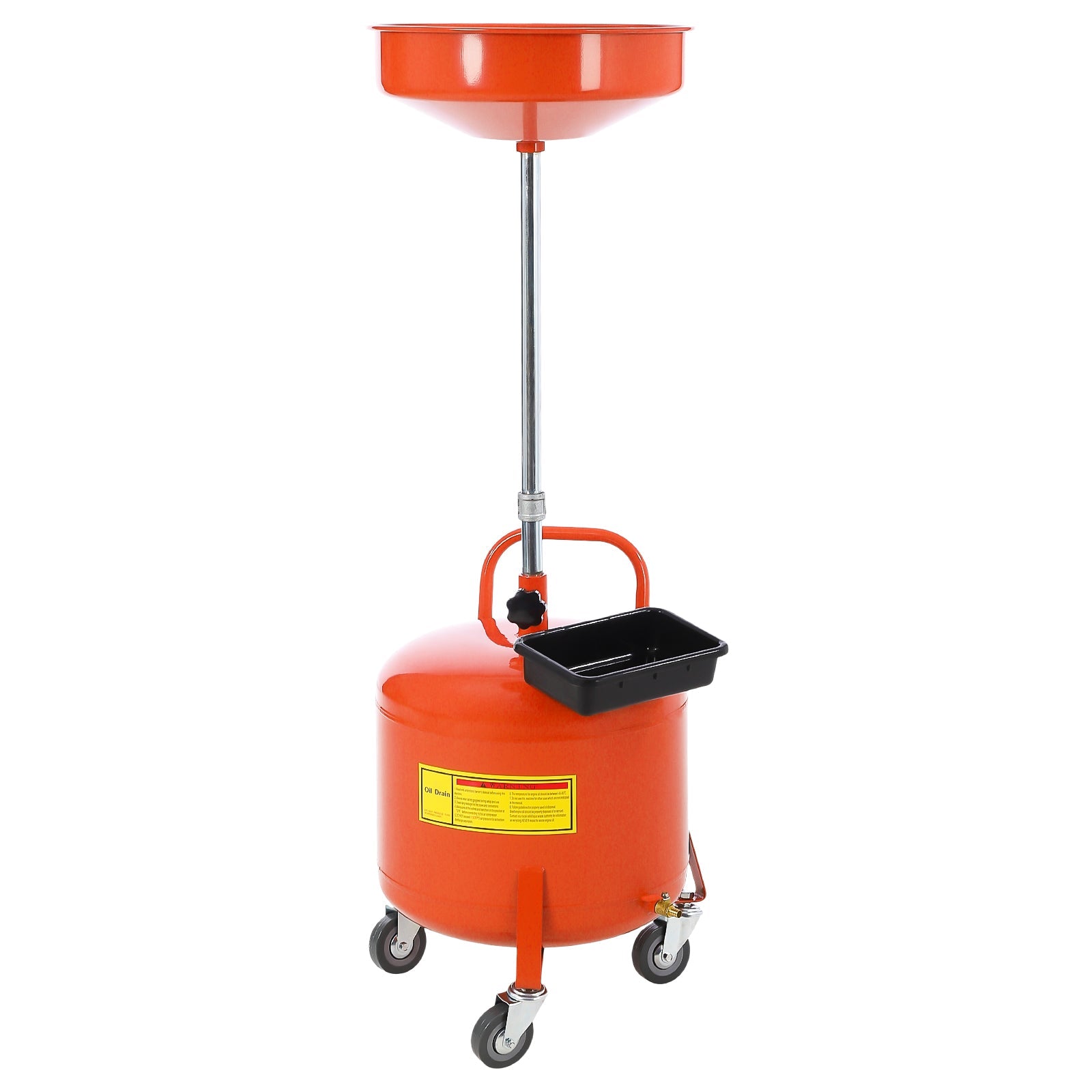 Garvee 8 Gallon Portable Air-Operated Waste Oil Drainer - Heavy-Duty Steel with 15" Adjustable Funnel, Built-In Toolbox, and Casters for Garages, Orange