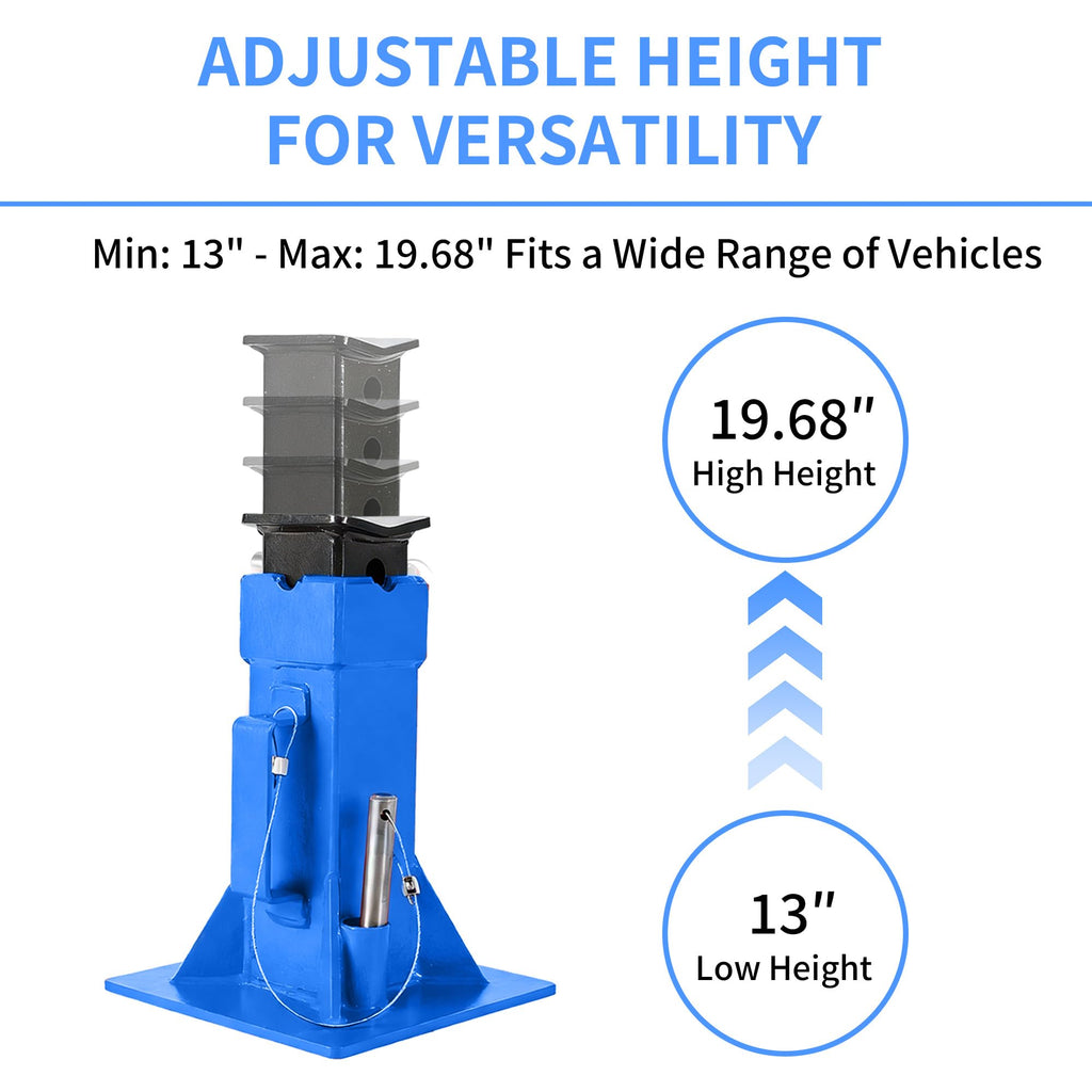 Garvee Heavy-Duty 22 Ton Jack Stands, 2 Pack Pin Type Supports with Quick-Lock for Trucks, RVs & Trailers, 13-19.68 Inch Adjustable Height, Professional Automotive Garage Equipment, Blue