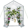 Garvee Large Walk-In Outdoor Greenhouse – 9 Shelves, Heavy-Duty Steel Frame, Roll-Up Zippered Door, Anchors & Ropes, Portable Plant House – Perfect for Garden, Patio, Backyard – White, 143×215×195cm