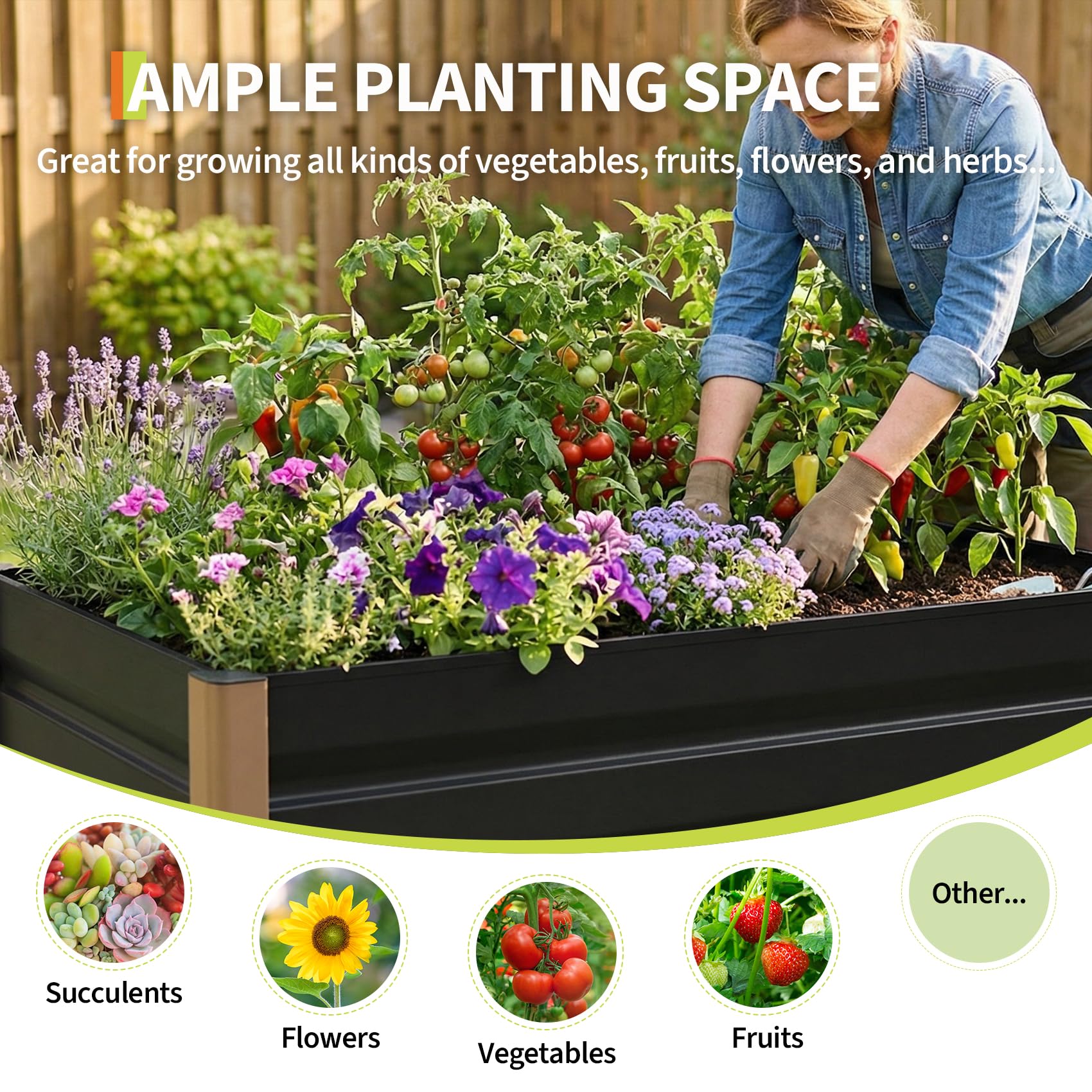 Garvee 6.5' × 2.6' × 1.3' Aluminum Raised Garden Bed, Heavy Duty Deep Planter Box for Vegetables & Flowers, Gray