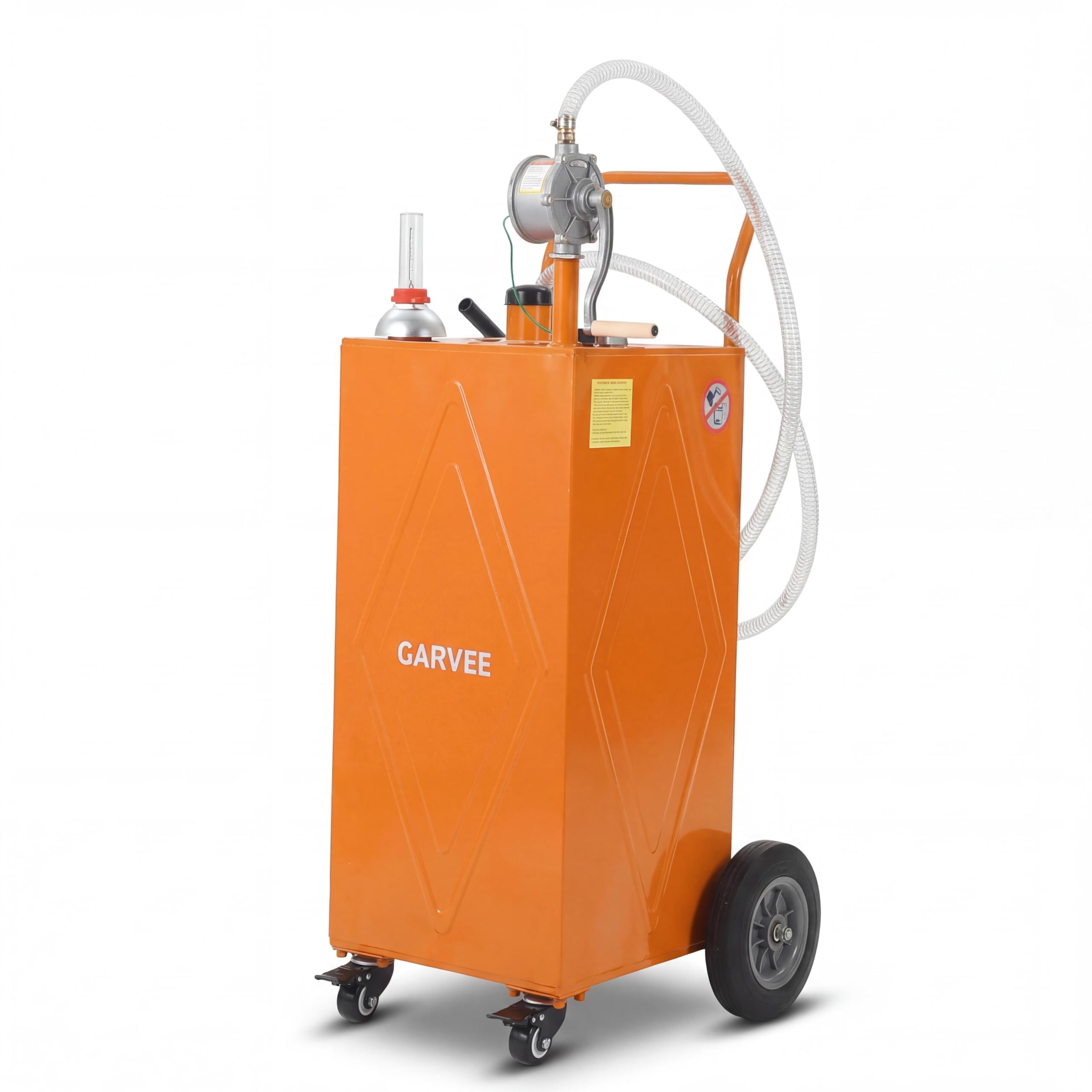 Garvee 30 Gallon Fuel Caddy with Manual Pump, Portable Fuel Transfer Tank on Wheels, Heavy Duty Gasoline & Diesel Storage Container for Trucks, Boats, ATVs, Lawn Mowers, Farm Equipment