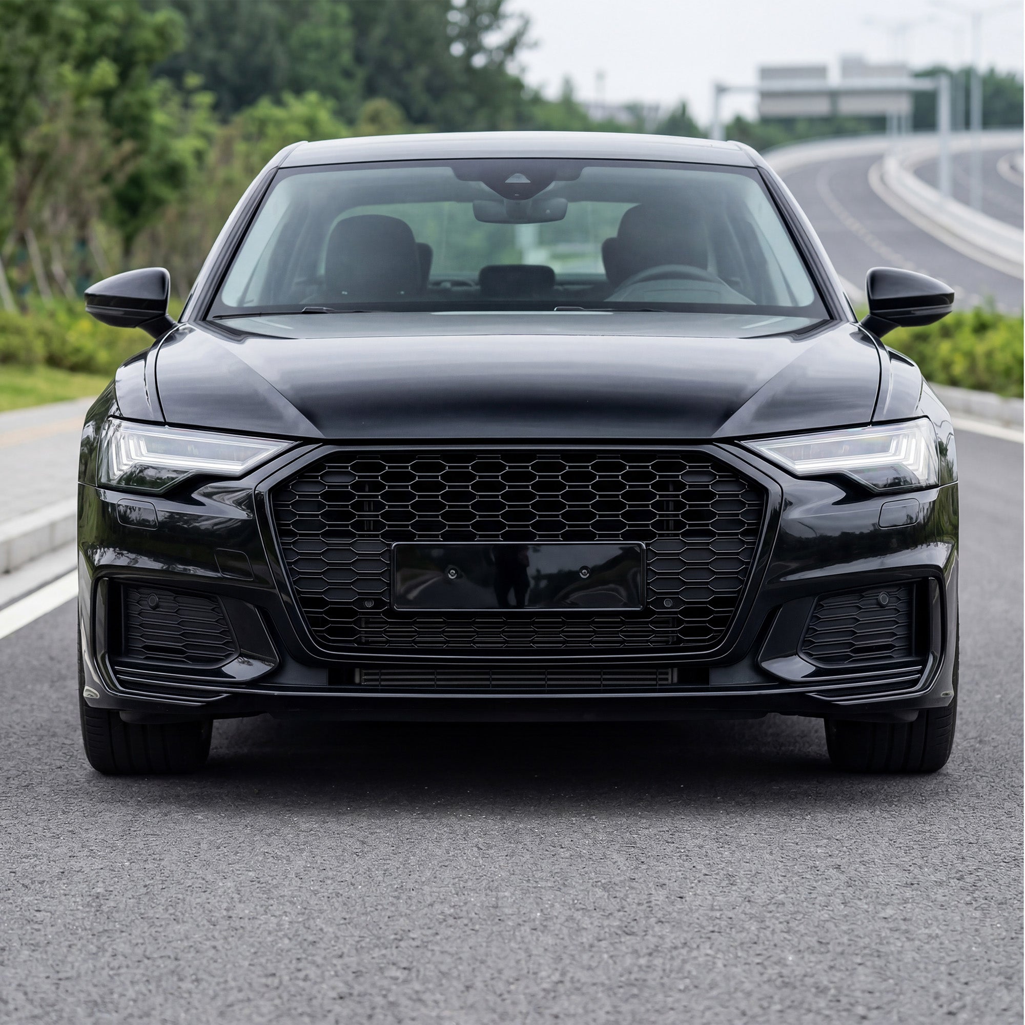 Garvee Gloss Black Honeycomb Front Grille for Audi A1 2016-2018 USA Model – ABS Bumper Protector – Distinctive Single Frame – No Logo – Durable Exterior Car Accessory – Bright Black
