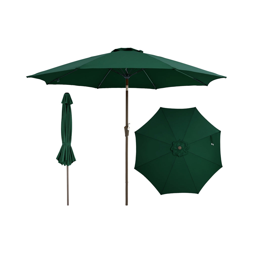 Garvee 9FT Outdoor Patio Umbrella, Outdoor Table Umbrella with Push Button Tilt and Crank, Market Umbrella with 8 Sturdy Ribs, UV Protection Waterproof for Garden Backyard Deck Pool, Dark Green