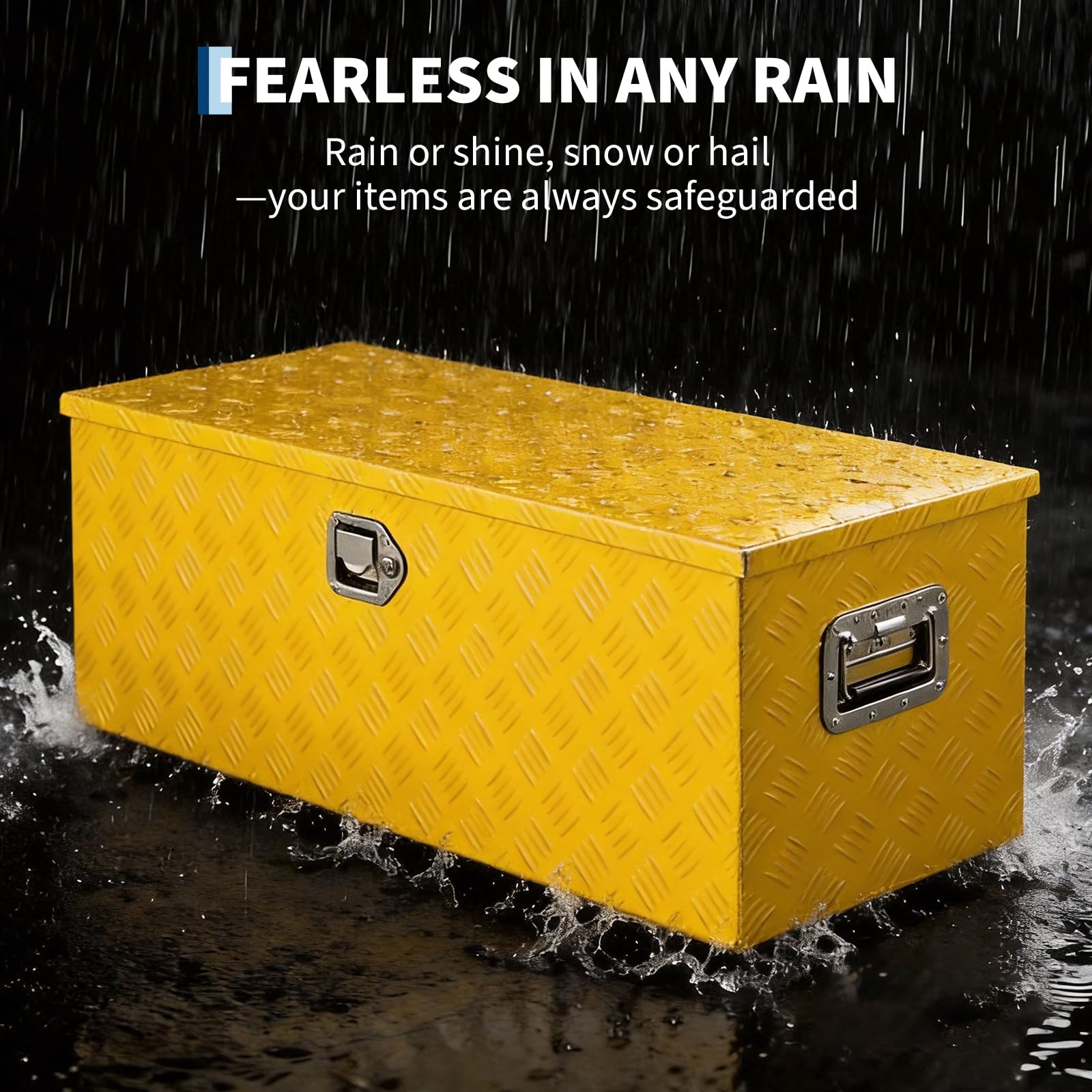 Garvee 36"x15"x15" Aluminum Truck Bed Tool Box, Weatherproof Storage Chest with Lock & Keys, Side Handles, Gas Strut Lid, Large-Capacity Heavy-Duty Organizer for Pickup, Trailer, and RV, Yellow