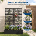 Garvee Raised Planter Box with Trellis for Climbing Plants, 71 in All-Weather Metal Garden Bed with Privacy Screen, Drainage Holes and Black Louvered Panel