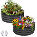 Garvee Round Galvanized Raised Garden Bed 2x2x1FT Heavy Duty Steel Open Bottom Anti-Rust Wave Shape Safe Corners Outdoor Gardening