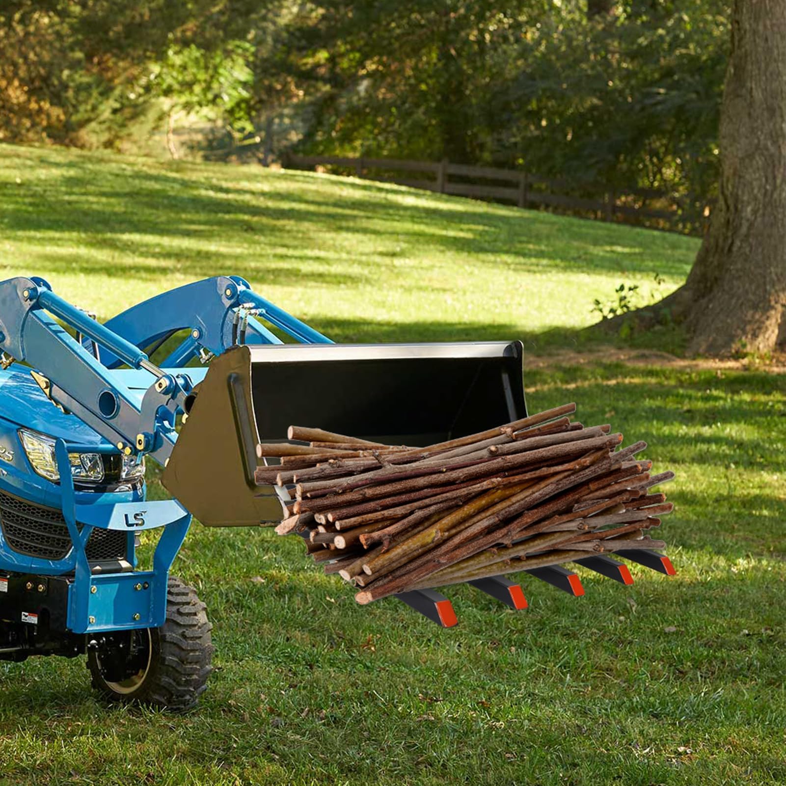 Garvee 68" Clamp-On Debris Forks, 6000 lb Steel Pallet Fork Attachment for Tractor Loader Bucket