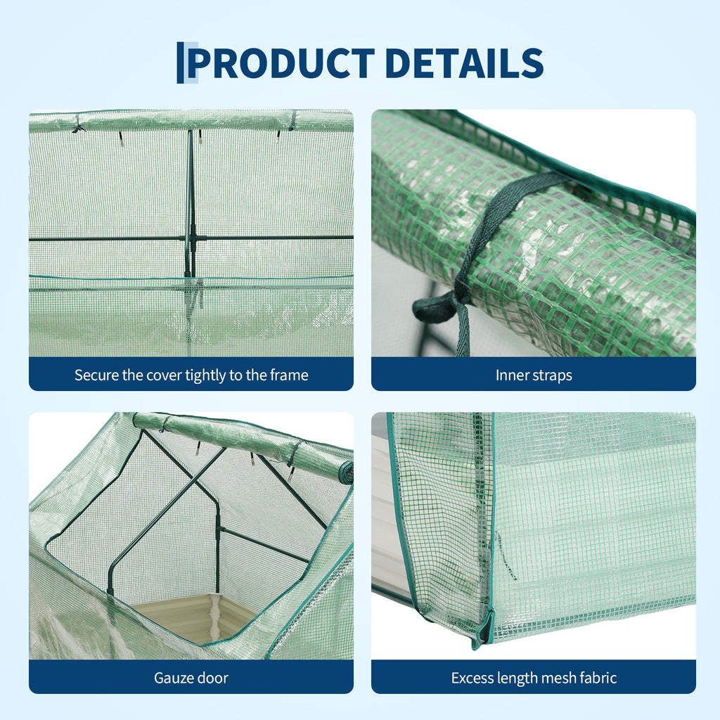 Garvee 3-in-1 Raised Garden Bed Kit with Greenhouse Cover & Self-Watering – Galvanized Metal Planter Box, Irrigation & Insect Mesh, Outdoor Vegetable & Flower Box – Durable, Beige, 180x90x30cm