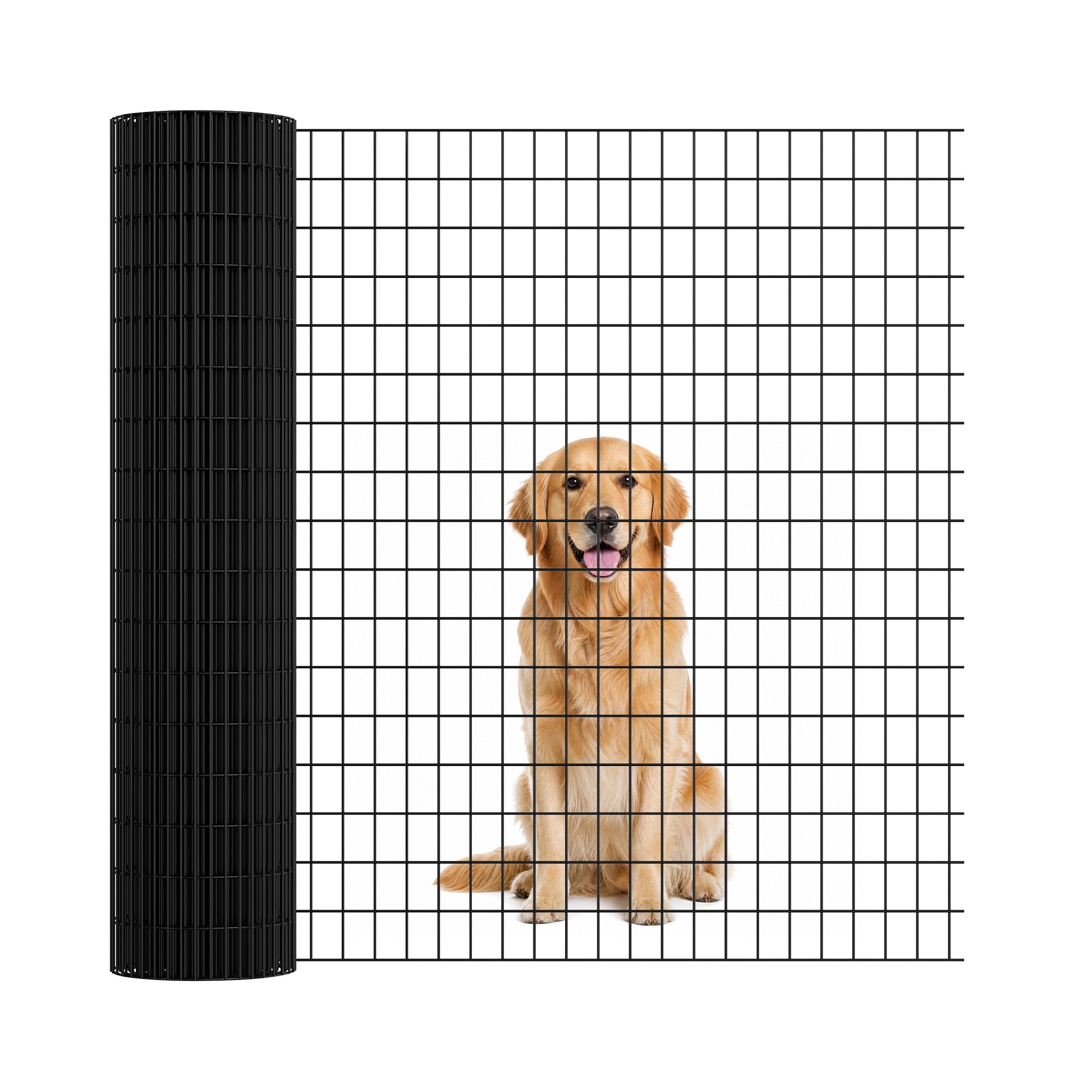 Garvee PVC Coated Welded Wire Fence Roll, 36 Inch x 50 Foot Black Vinyl Metal Mesh Fencing, 16 Gauge Galvanized Wire with 2 in x 3 in Mesh, Heavy-Duty Garden Border Pen for Vegetables, Plants & Poultry