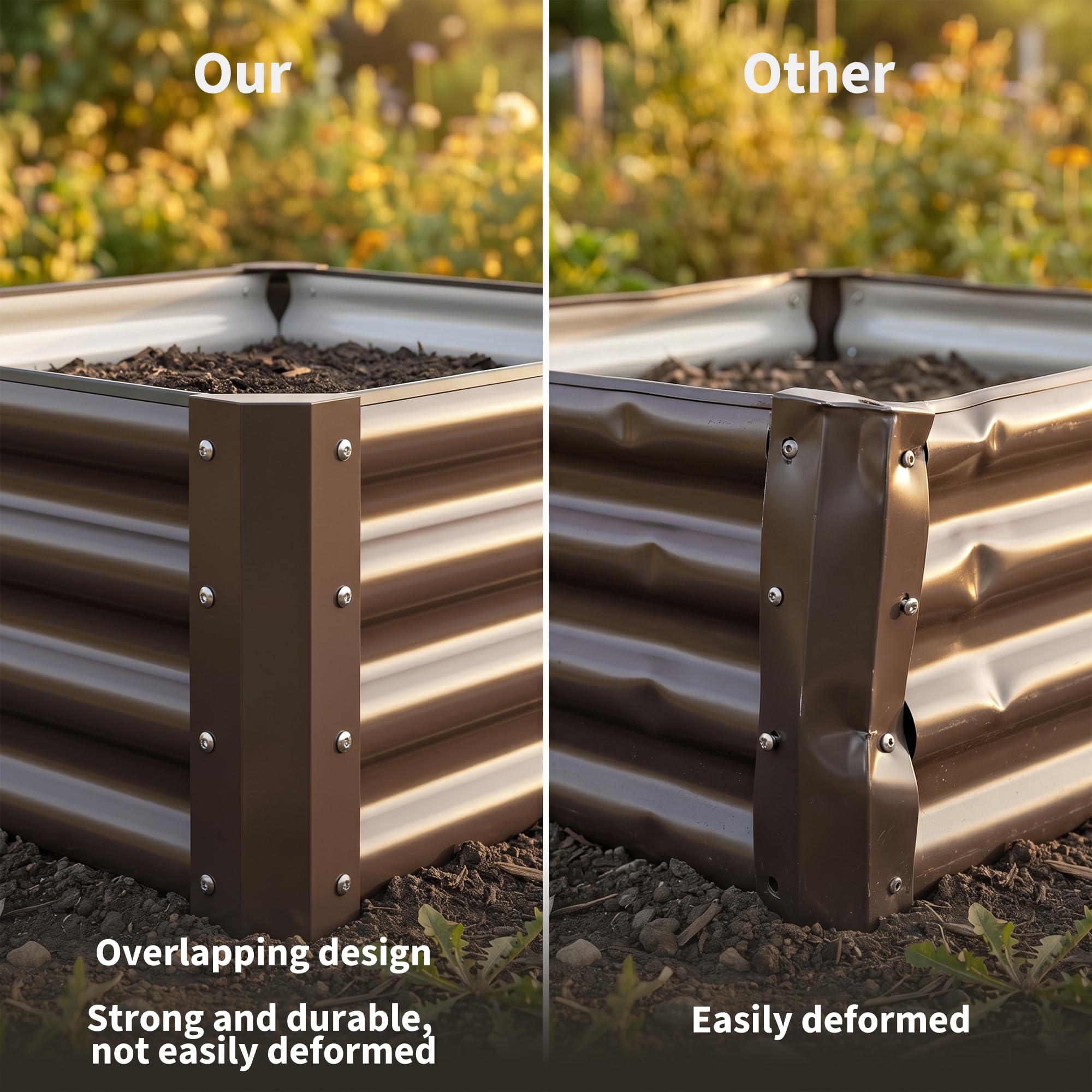 Garvee 2 Pack Tall 4 x 2 Ft Galvanized Steel Raised Garden Bed, Outdoor Above Ground Planter Box for Vegetables and Flowers, Metal Raised Bed for Gardening