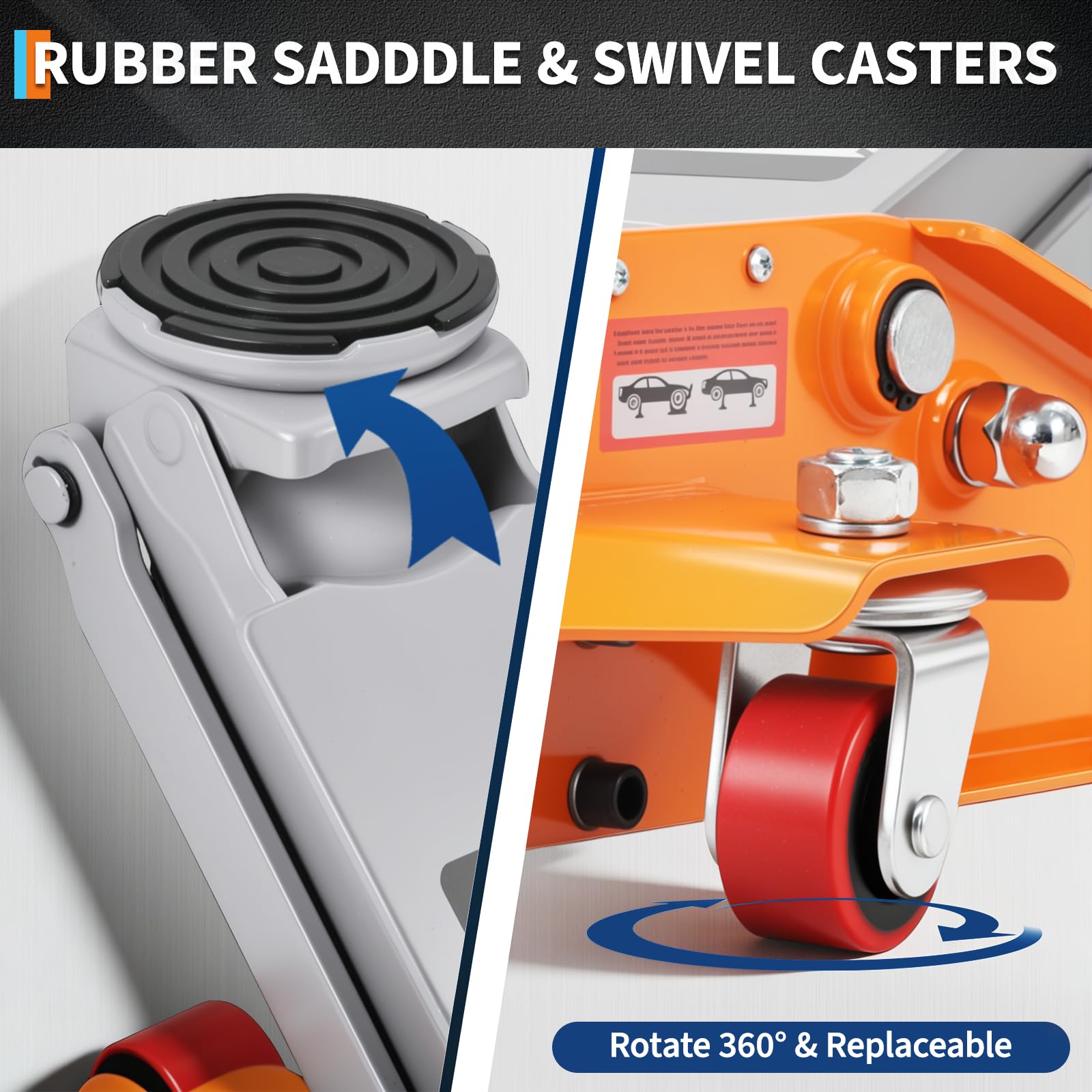 Garvee 3 Ton (6000 lbs) Low-Profile Hydraulic Racing Floor Jack - Dual Piston Quick Lift Pump, Heavy-Duty Steel, 2.95"-16.54" Lifting Range for Car, SUV, Truck, Garage, Orange