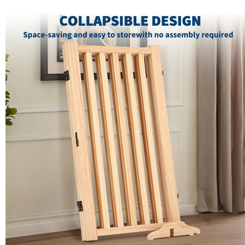 Garvee Wooden Freestanding Dog Gate, Collapsible Pet Gate with Support Feet, Indoor Dog Fence for The House,Doorways, Stairs，Expandable Pet Fence -3 Panel H:36”