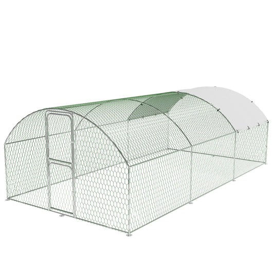 Garvee Heavy Duty Large Metal Chicken Coop - Walk-In Run with Security Lock, Double Doors, Waterproof & UV-Resistant Cover - Outdoor Poultry Cage for Farm & Yard, Size: 9.8' W x 19.7' L x 6.6' H
