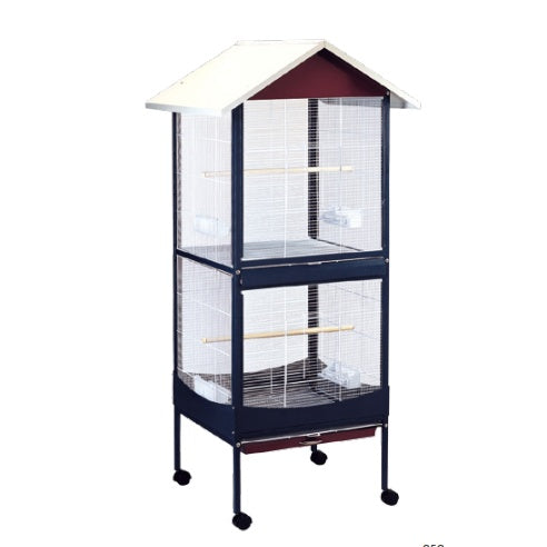 Garvee Rolling Bird Cage with Roof, Metal Wire Flight Cage for Parrots Lovebirds Finches, Wheeled Stand, Multiple Perches