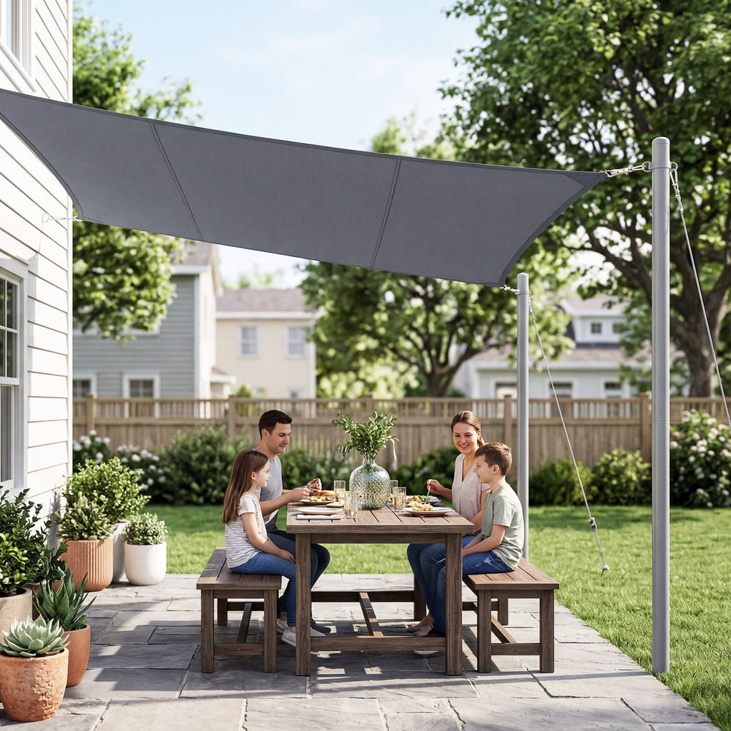 Garvee 2 Pack 10FT Shade Sail Poles with Twist-In Ground Anchors & D-Clamps, Heavy-Duty Outdoor Sun Shade Support Posts for Patio, Backyard, Gray