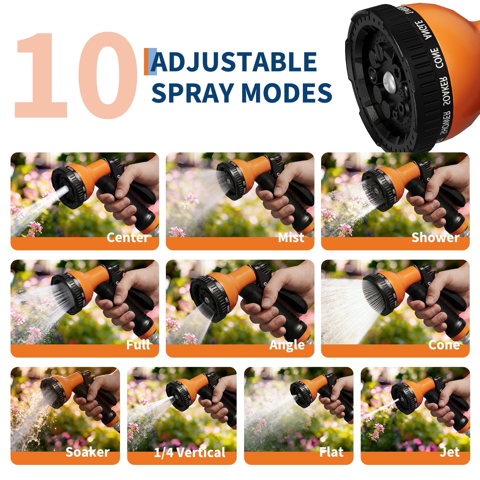 Garvee 100ft Retractable Garden Hose Reel, 1/2" Wall Mounted Hose Reel with Auto Rewind, Any-Length Lock, 180° Swivel Bracket, 10-Pattern Nozzle, Heavy Duty Outdoor Hose Storage