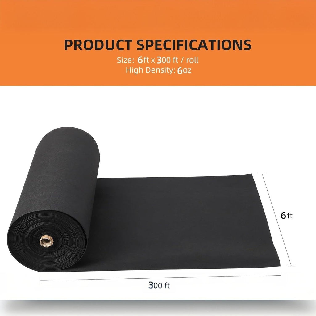 Garvee Geotextile Fabric, 6 x 300 FT 6 OZ PP Drainage Cloth with 350 N Tensile Strength and 440 N Load Capacity for Driveways, French Drains and Erosion Control