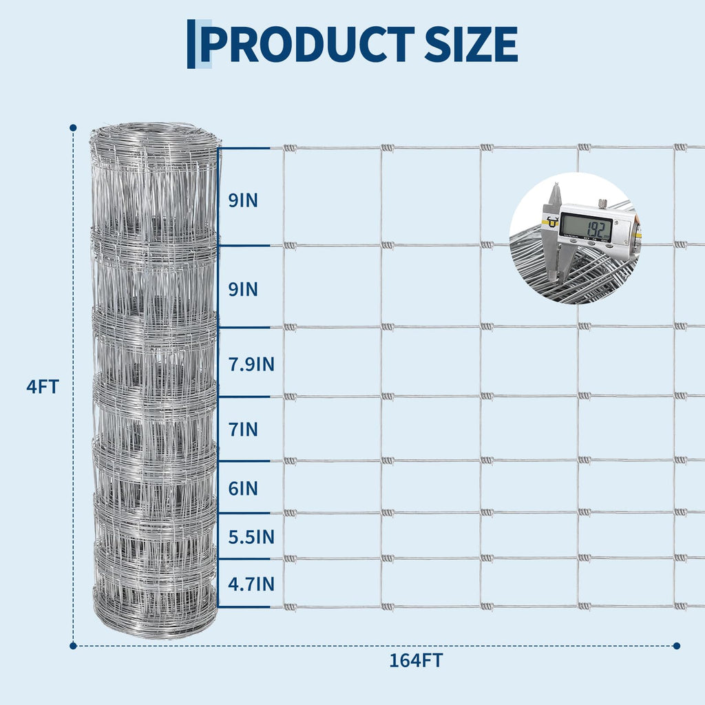 Garvee Galvanized Cattle Fence 14GA Zinc-Coated Heavy Duty Mesh Durable Secure Barrier 4ft-6ft Height Livestock Yard Protection