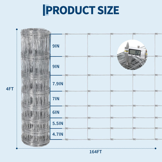 Garvee Galvanized Cattle Fence 14GA Zinc-Coated Heavy Duty Mesh Durable Secure Barrier 4ft-6ft Height Livestock Yard Protection