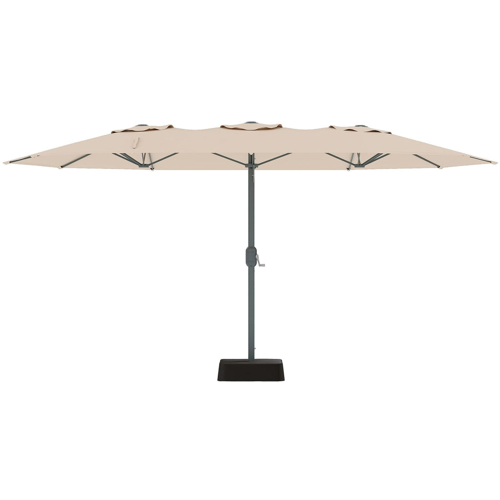Garvee 9' × 15' Extra Wide Patio Umbrella, 12-Rib Iron Frame, Oxford Canopy, Khaki