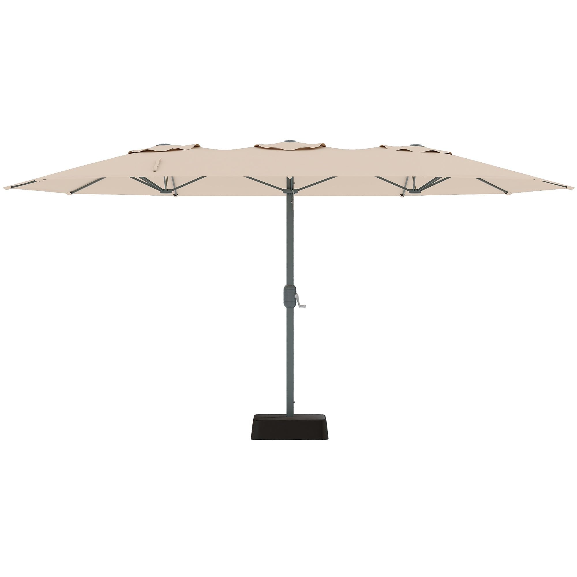 Garvee 9' × 15' Extra Wide Patio Umbrella, 12-Rib Iron Frame, Oxford Canopy, Khaki