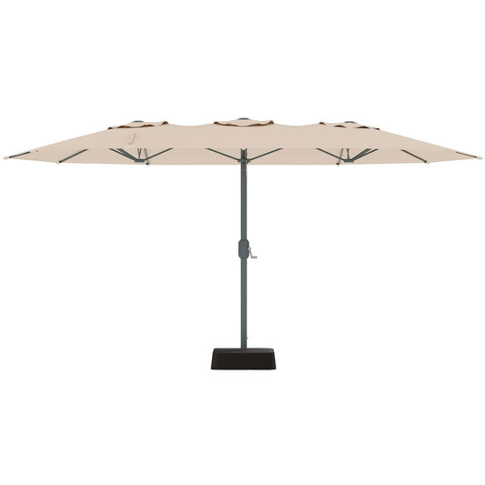 Garvee 9' × 15' Extra Wide Patio Umbrella, 12-Rib Iron Frame, Oxford Canopy, Khaki