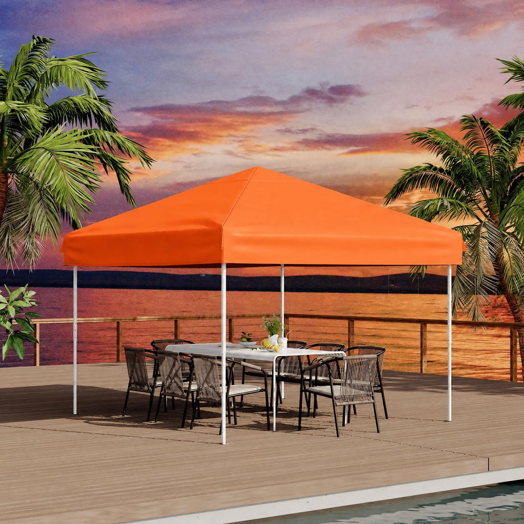 Garvee 10x10 FT Pop Up Canopy Tent, 210D Waterproof Oxford Gazebo with 4 Detachable Window Sidewalls, UPF 50+ Steel Frame Shelter for Camping, Parties & Backyard, Orange