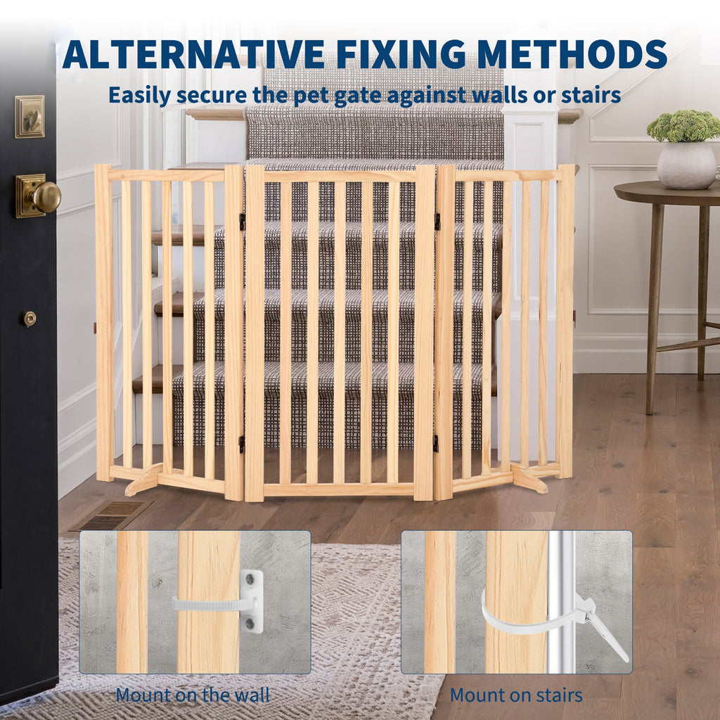 Garvee Wooden Freestanding Dog Gate, Collapsible Pet Gate with Support Feet, Indoor Dog Fence for The House,Doorways, Stairs，Expandable Pet Fence -3 Panel H:36”