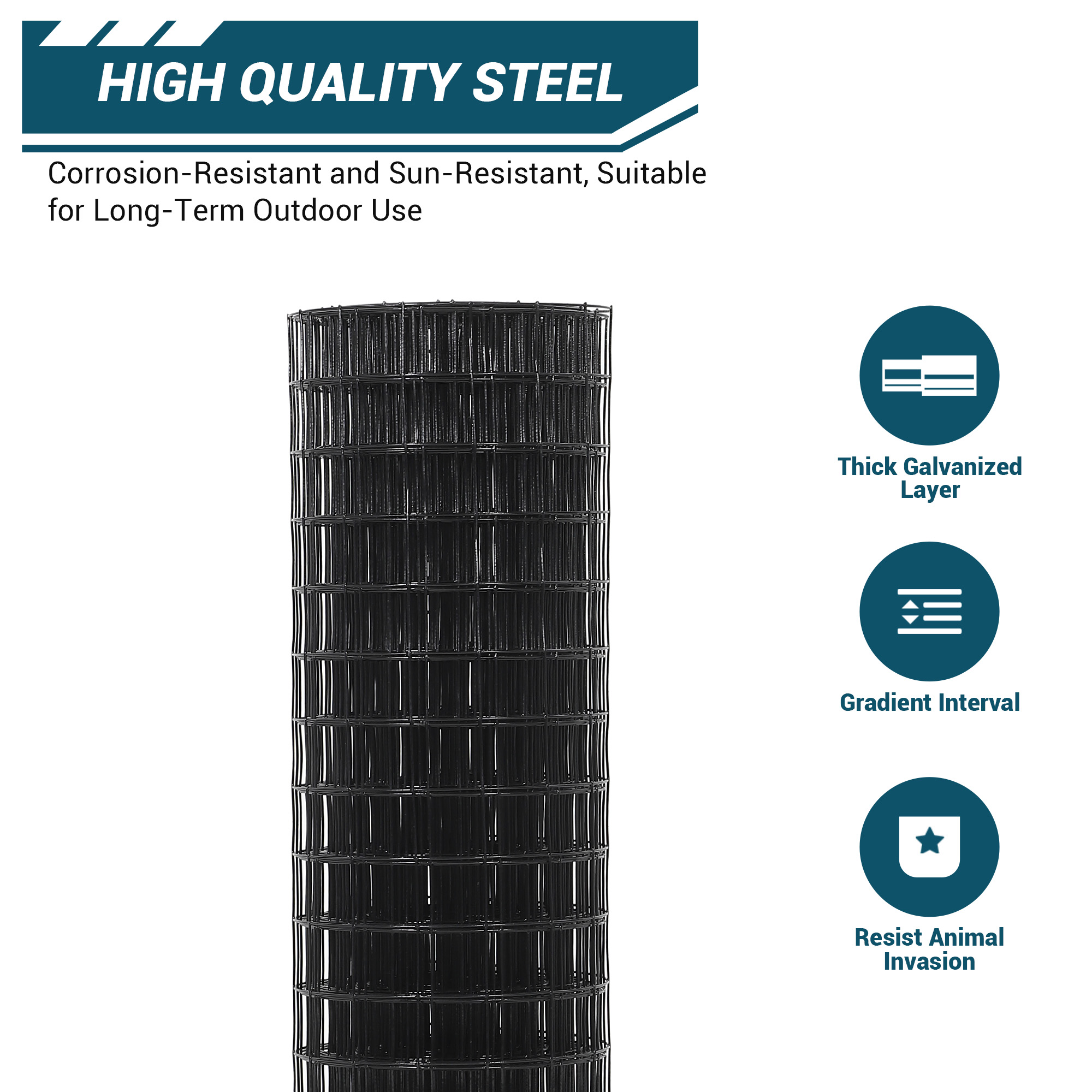 Garvee Cattle Farm Fence Galvanized 16GA 2x2 Inch Mesh Durable Rustproof Metal Wire Roll for Garden Yard Poultry Protection