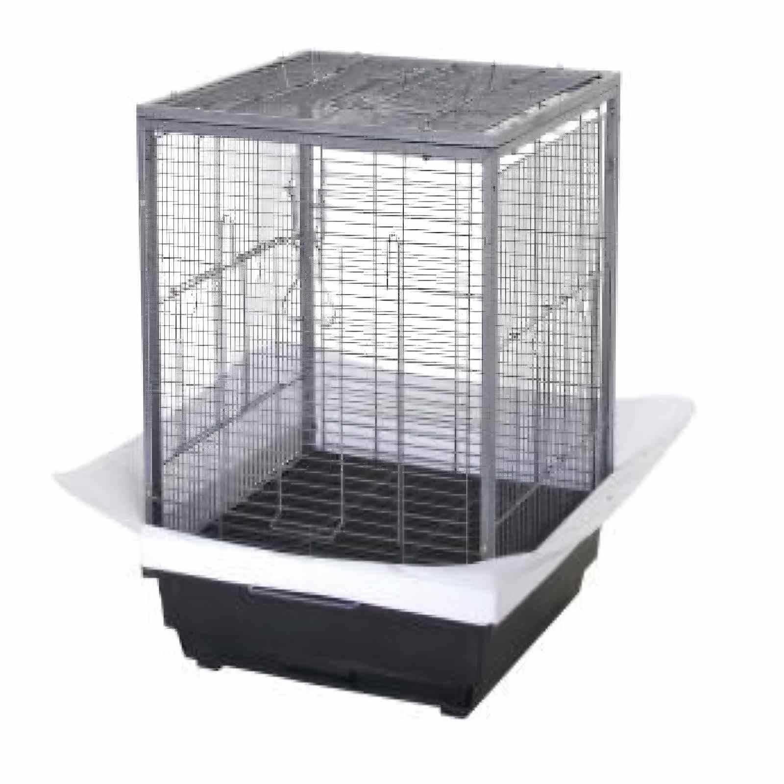 Garvee Portable Metal Bird Cage – 45 x 45 x 60 cm Travel Carrier for Small & Medium Birds, Parakeets, Cockatiels, Budgies, Finches, Parrots – Removable Tray, 2 Perches, Roller Base, Detachable Divider – Black